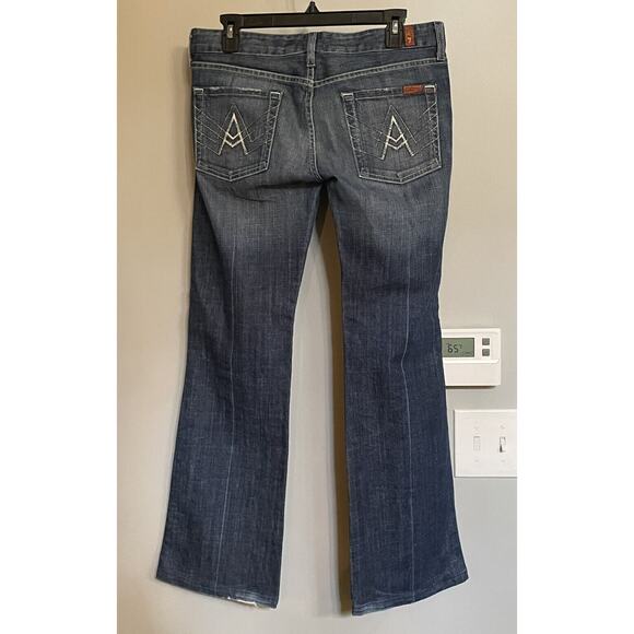 7 for All Mankind Jeans A Pocket Pkt Flip Flop Low Rise Flare‎ Denim Size 28 EUC - Picture 4 of 15